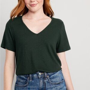 Old Navy Luxe V-Neck Ribbed Slub-Knit T-Shirt
